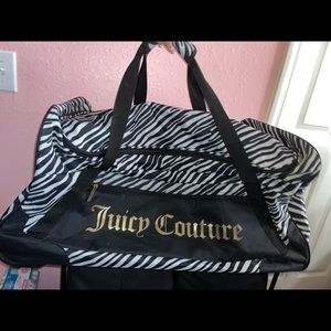Juicy Couture XL Rolling Duffel Bag Suitcase Zebra Print Black and White